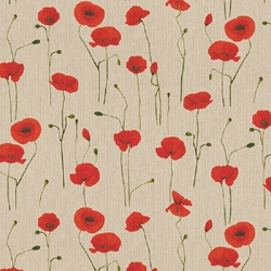 TISSU TOILE ASPECT LIN LINENLOOK POPPY COQUELICOT 