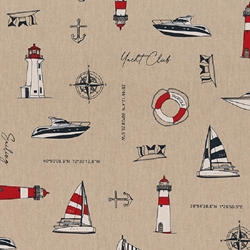 TISSU TOILE ASPECT LIN  BATEAU VOILIER PHARE