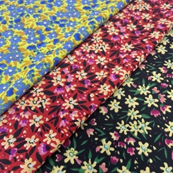  CHEMISIER IMPRIME POLYESTER FLEURS FOND NOIR