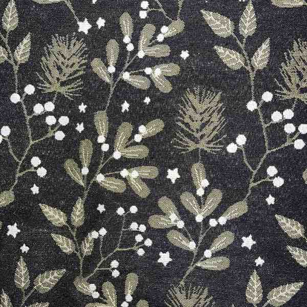 TISSU JACQUARD AMEUBLEMENT NOIR BRONZE OR 