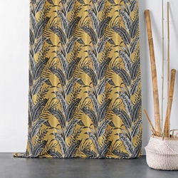 TISSU JACQUARD PALMIER SUMATRA GRIS OR