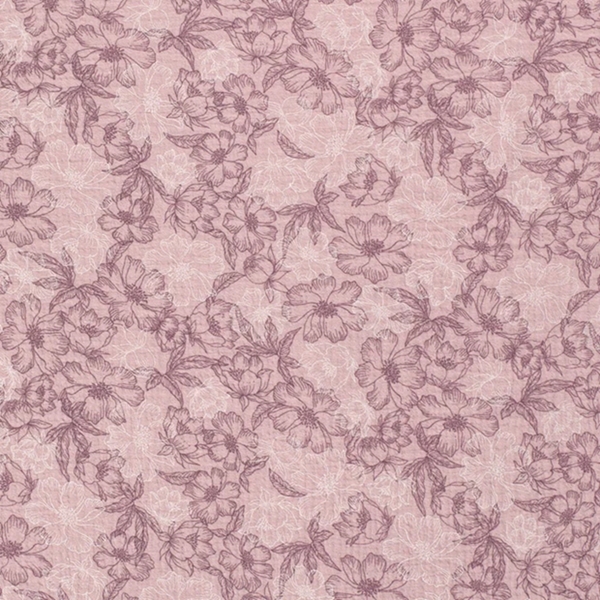 TISSU DOUBLE GAZE GROSSE FLEURETTE ROSE