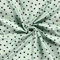 TISSU CREPON VISCOSE POIS BLEU MARINE FOND VERT 