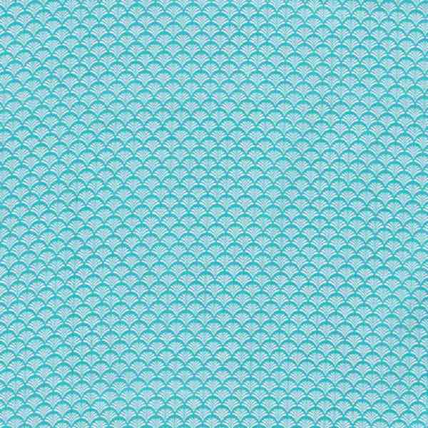 TISSU COTON IMPRIME ECAILLE BLEU TURQUOISE