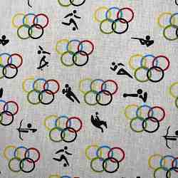 TISSU COTON ANNEAUX INSPIRATION JEUX OLYMPIQUES