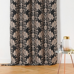 TISSU JACQUARD AMEUBLEMENT ALIENOR  NOIR TAUPE