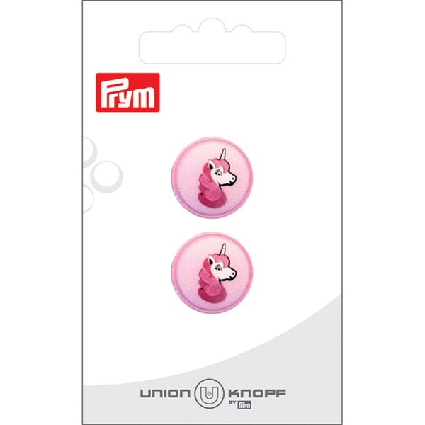 Bouton poly. pied licorne 18mm rose 