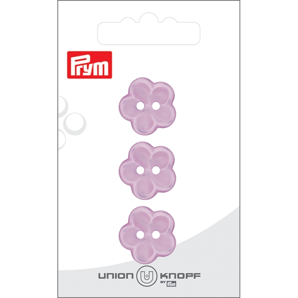 Bouton poly. 2-tr fleur 18mm lilas 