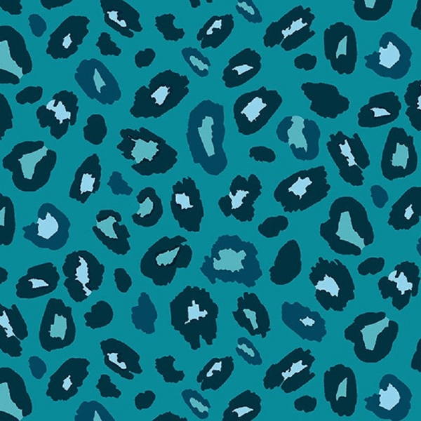 TISSU COTON IMPRIME LEOPARD BLEU