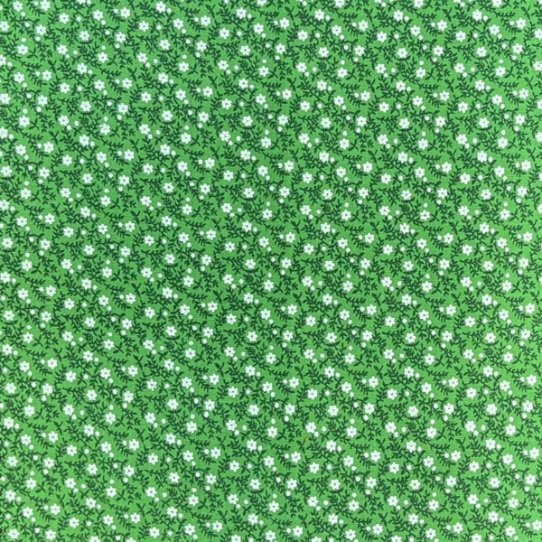 TISSU COTON IMPRIME FLEUR VERT