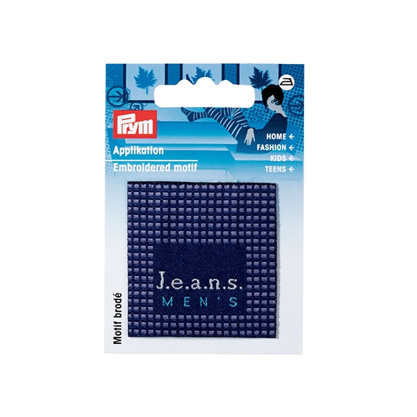 Ecusson Jeans label bleu, carrée, Jeans Men's