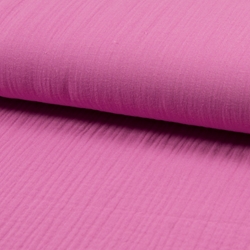 TISSU GAZE DE COTON UNIE ROSE FUSCHIA