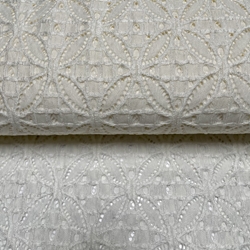 TISSU DENTELLE ROSACE ECRU