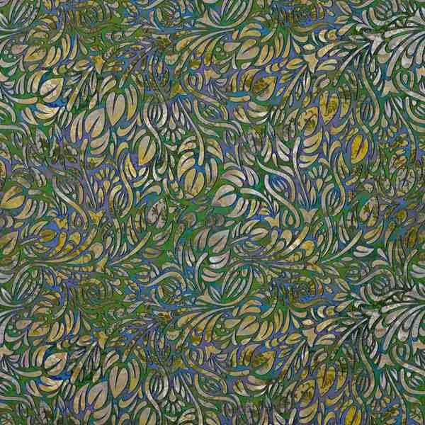 TISSU COTON LIN IMPRIMÉ FEUILLAGE ARTISTIQUE VERT