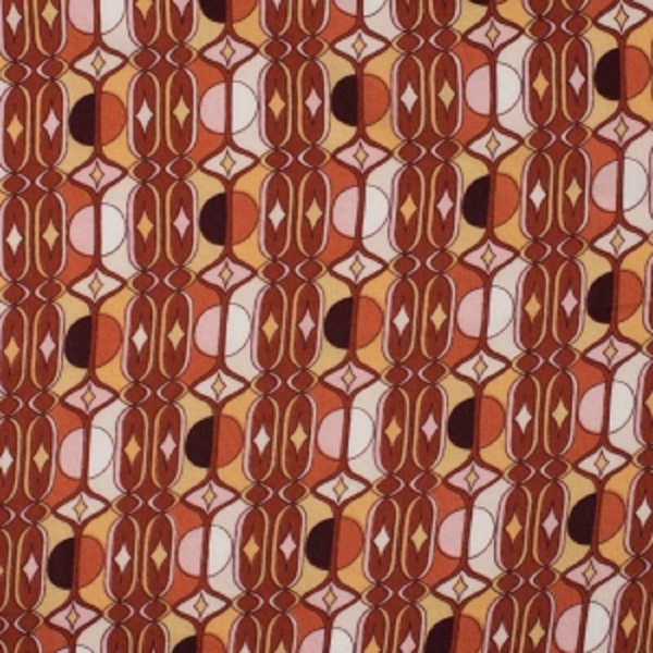 TISSU VISCOSE GEOMETRIQUE ORANGE