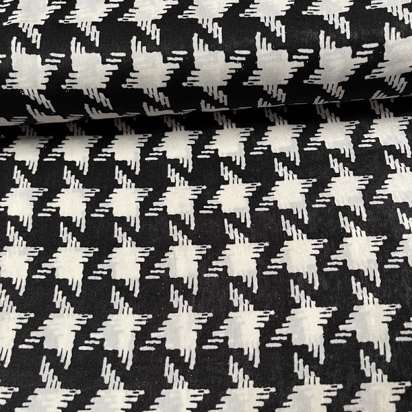 TISSU SATIN PIED DE COQ NOIR ET BLANC