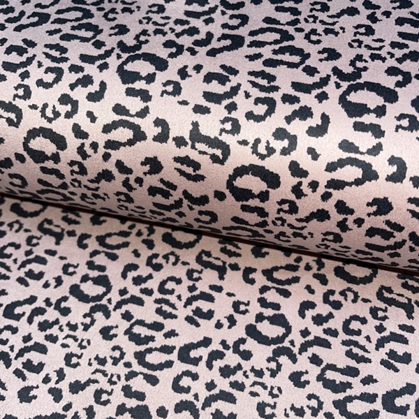 TISSU SUEDE LEOPARD ROSE 
