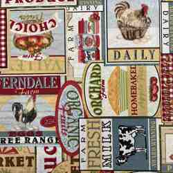 TISSU TOILE IMPRIME ANIMAUX DE LA FERME