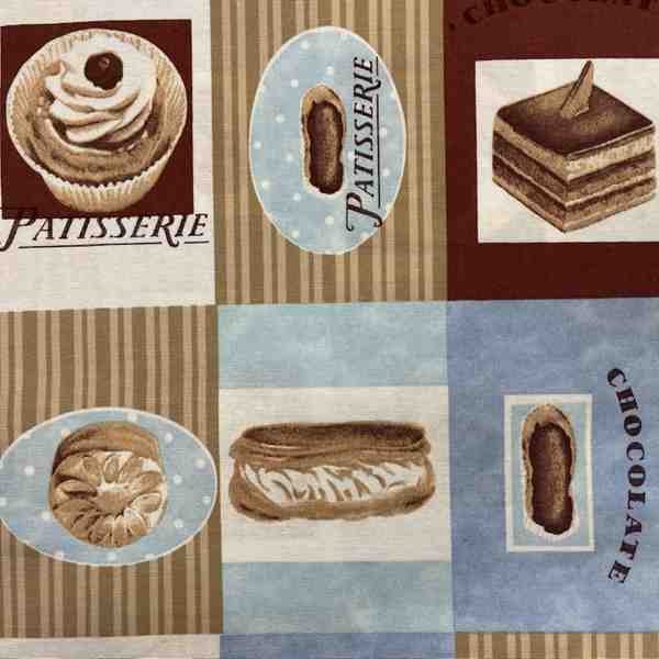 TISSU TOILE IMPRIME GATEAUX CHOCOLAT