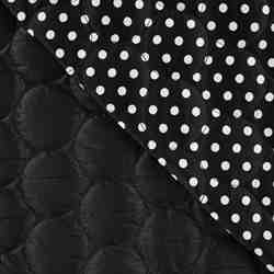 TISSU MATELASSE CERCLE POIS BLANC FOND NOIR