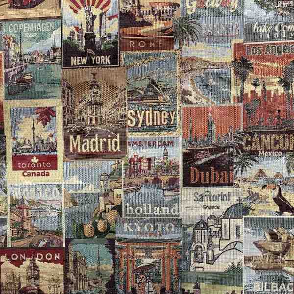 TISSU JACQUARD GOBELIN VILLE DU MONDE