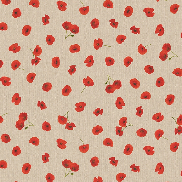 TISSU TOILE ASPECT LIN COQUELICOT ROUGE