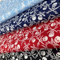 TISSU COTON IMPRIME PIRATE ROUGE OEKOTEX