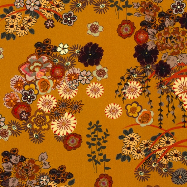 TISSU SATIN VISCOSE VINTAGE ANANIE MOUTARDE