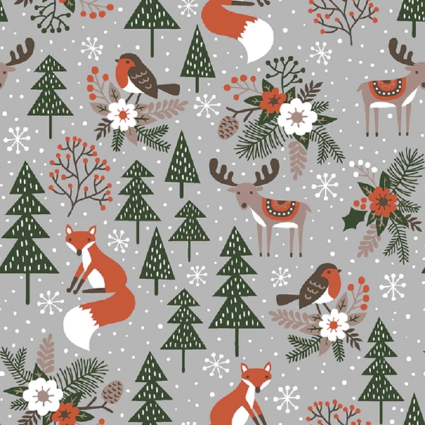 TISSU NOEL JERSEY RENARD GRIS