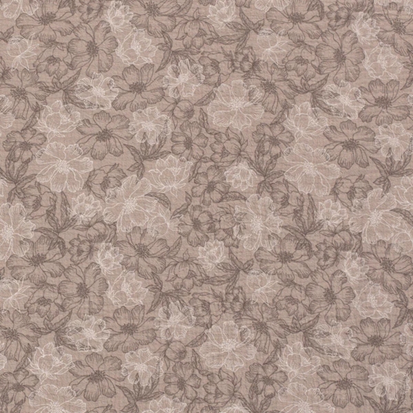 TISSU DOUBLE GAZE GROSSE FLEURETTE BEIGE ROSE