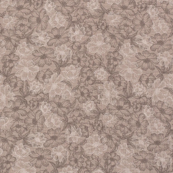 TISSU GAZE DE COTON GROSSE FLEURETTE FOND BEIGE 