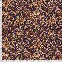 TISSU POLYESTER SATIN IMPRIMÉ PRUNE KAKI