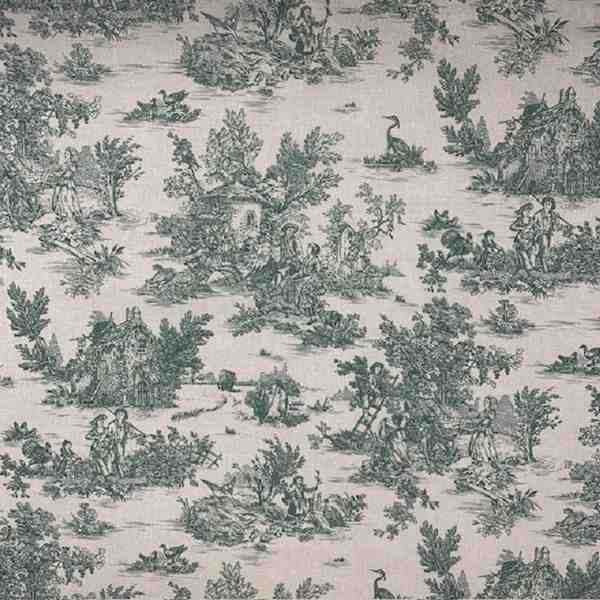 TISSU COTON TOILE DE JOUY VERT