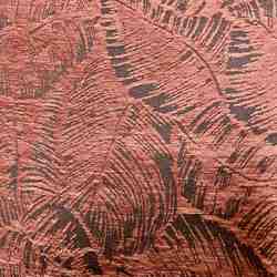 TISSU JACQUARD FEUILLE TERRACOTTA FOND NOIR