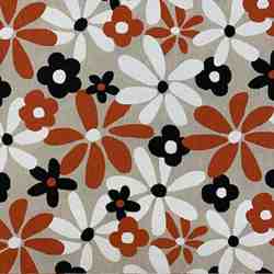 TOILE ASPECT LIN ENDUIT FLEURS HIPPIE TERRACOTTA