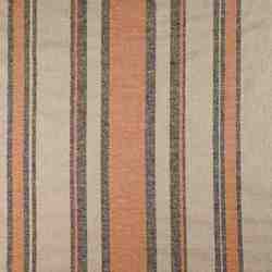 TISSU TOILE DE LIN RAYURE FICELLE TERRACOTTA