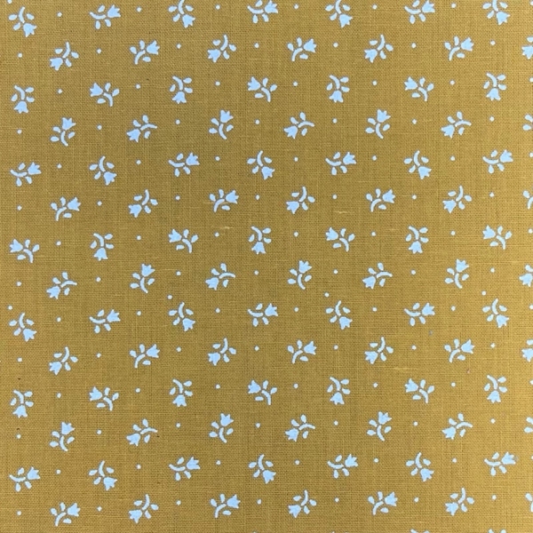 TISSU COTON IMPRIME FLEUR FOND JAUNE 