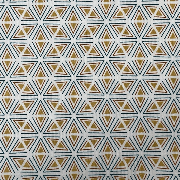 TISSU COTON IMPRIME TRIANGLE OCRE