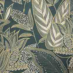 TISSU JACQUARD  AMEUBLEMENT FEUILLE VERTE 