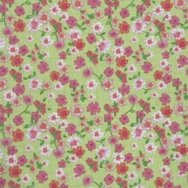 COUPON COTON ZITA ROSE VERT 1M X 1M40