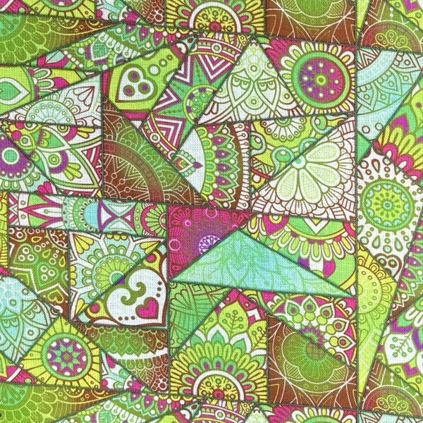 COUPON COTON OEKO-TEX  PATCHWORK VERT 2.50 X1.45M