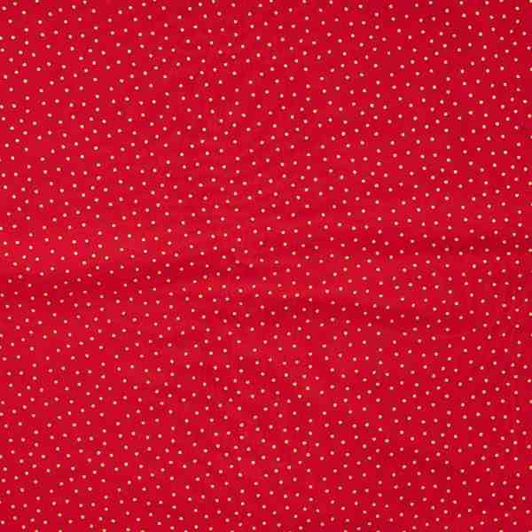 POPELINE DE COTON NOEL POINTS OR FOND ROUGE