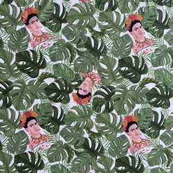 TISSU COTON FRIDA KHALO FEUILLES