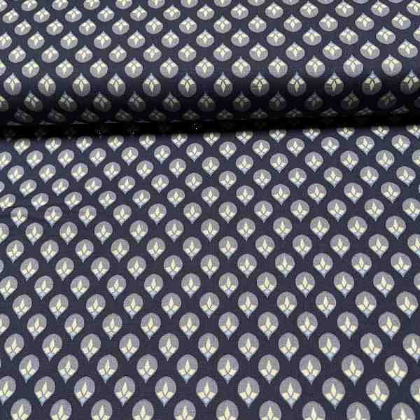 Tissu Popeline de Coton - Éclat Géométrique bleu