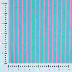 TISSU COTON IMPRIMÉ RAYURES BLEU TURQUOISE ET ROSE