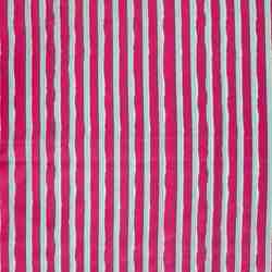 TISSU COTON IMPRIM� RAYURE ROSE FILET TURQUOISE