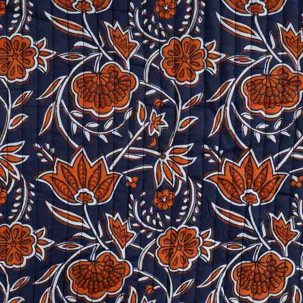 TISSU MATELASSÉ COTON IMPRIMÉ RÉVERSIBLE BLEU