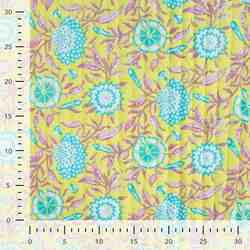 TISSU MATELASSÉ COTON IMPRIMÉ RÉVERSIBLE JAUNE 