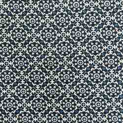 TISSU COTON IMPRIMÉ INDIENNE FLEURS MOSAIQUE BLEU