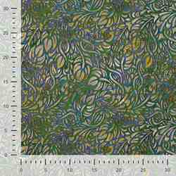 TISSU COTON LIN IMPRIMÉ FEUILLAGE ARTISTIQUE VERT